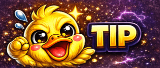 Tip panel: the cartoon duck pumping a fist